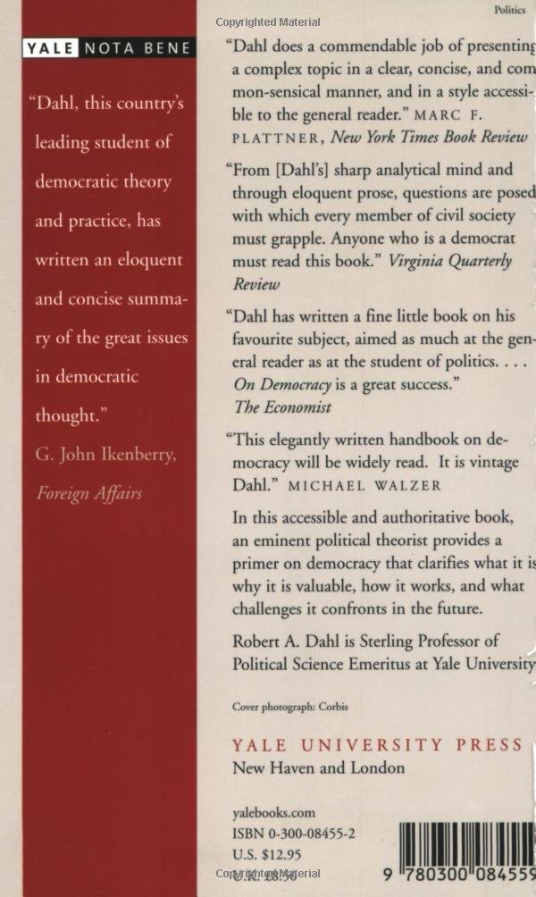 On Democracy (Yale Nota Bene): Robert A. Dahl: 9780300084559 ...