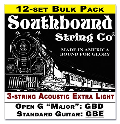 12-pack Acoustic Extra Lite 3-String Cigar Box Guitar Strings - Open G/Standard GBD/GBE