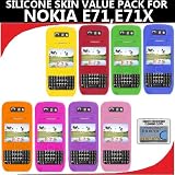 Silicone Skin 8 pc. Value Pack for your Nokia E71, E71x (Blue, Hot Pink, Light Pink, Green, Orange, Purple, Red, Yellow) Bonus DBRoth Microfiber Cleaning Cloth Included