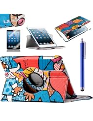 Wireless: Pandamimi ULAK(TM) 360 Rotating PU Leather Folio Stand Case Cover with Auto Sleep/Wake Function for Apple iPad Mini 7.9 Inch with Stylus and Screen Protector (Graffiti-red)-not suit for ipad mini with retina - ULAK