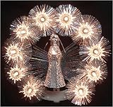 8 Lighted Silver Tinsel Angel in Wreath Christmas Tree Topper