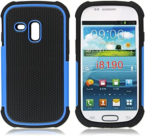 Hybrid Armor Rubber Combo Impact Silicone Case Cover for Samsung I8190(Blue)