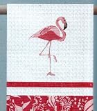 Tropical Pink Flamingo Mingo Ruffled Kitchen Towel
