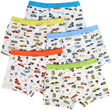 KIKIQIA Baby-Boys' Little Cars' Print Underwear Sets (Pack of 5) L