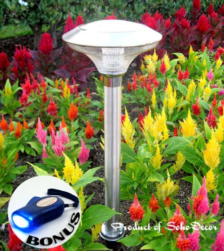 SohoDecor 3 Pack Grand SkyDome Stainless Steel Landscaping Solar Light - New 2009 4 LEDs Edition
