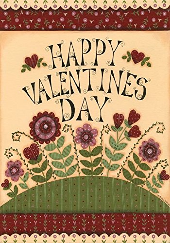 Love Valentine's Day Garden Flag Primitive Floral 12.5
