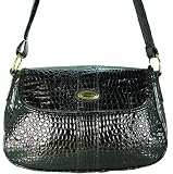 Vecceli Italy Crocodile Skin Embossed Black Sling Handbag Designed by Ronella Lucci SL-107CROCBLK