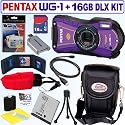 Pentax Optio WG-1 Adventure Series 14 MP Waterproof Digital Camera (Purple) + 16GB Deluxe Accessory Kit