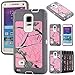 Kecko For Note 4 Best Protection Case, Heavy Duty Defender Series Realtree Camo Grass Xtra Forest Shockproof Military Grade High Impact Weather Scratch Resistant Full Body Protective Rugged Hybrid Bumper Case Cover w/ Built-in Screen Protector for Samsung Galaxy Note 4 Only--Grass/Branch/Tree on the Core (Pink Tree Gray)