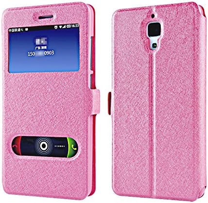 Generic Double Window PU Leather Case for Xiaomi MI4 Color Rose