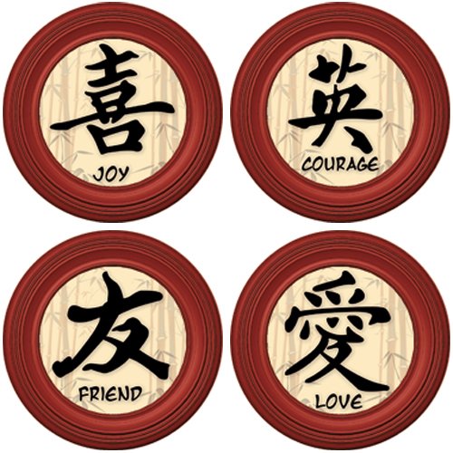 Coasterica Combination Silicone Coasters and Glass Charms - Good Fortune