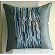 Silver Blue Jazz - Decorative Pillow Covers - Silk Pillow Cover Embellished with Sequins