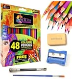 48 Colored Pencils Set By Art Elite - Bestselling Colors - High Quality, Professional Pencils For Coloring, Sketching & Drawing Art + Free Premium Sharpener, Eraser, Pencil Extension & Blending Brush