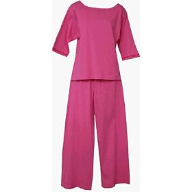 RocketWear Women's Hot Pink with Red Trim Cotton Knit Pajamas/Loungewear