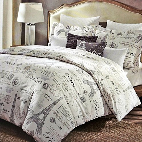 5 Piece Designer Cynthia Rowley Paris Eiffel Tower FULL/QUEEN SIZE Comforter Set