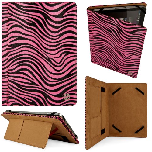 Disastrous & Pink Zebra Design VG Leatherette Grade Case with Intricate Stitching and Pull Out Stand for Sony Xperia S 9.4-inch Android Writing- (16GB 32GB 64GB)