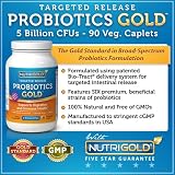 #1 in Probiotics Supplements for Men and Women, Targeted Release Probiotics GOLD, 90 Vegetarian Caplets, 5 Billion CFUs per Caplet for Immune and Digestive Health - Featuring 6 premium strains including Acidophilus