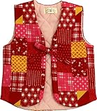 和風キルトベスト パッチワーク柄 ベビー&キッズ 日本製 (100cm, 赤)