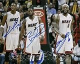 Lebron James, Dwayne Wade, and Chris Bosh Miami Heat Big Three Autograph Reprint 8x10 Photo
