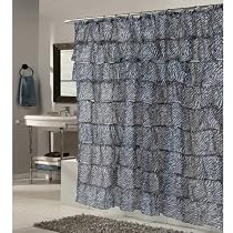 Carmen Zebra Print Crushed Voile Ruffle Tier Fabric Shower Curtain