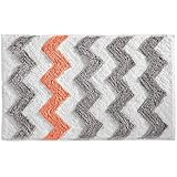InterDesign Microfiber Chevron Rug, 34 by 21-Inch, Light Gray/Coral