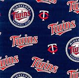 MLB Minnesota Twins Baseball on Navy Print Fleece Fabric By the Yard