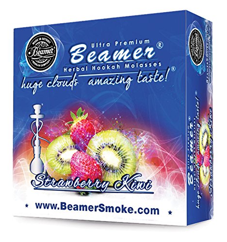 Strawberry Kiwi Beamer Herbal Hookah Shisha Molasses 50g. Huge Clouds, Amazing Taste! Tobacco Free, Nicotine Free. Better Taste & Clouds than tobacco. Made in USA! Use with Hookah Nargila, charcoal