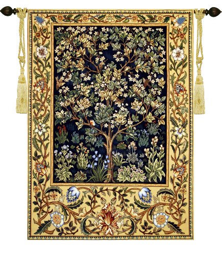 William Morris Tree of Life Blue Art Home Decor Wall Hanging Tapestry Size 41