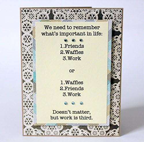 Parks and Recreation Handmade Greeting Card Leslie Knope Waffles Friends Work Ann Perkins Work is Third Amy Poehler Parks Rec