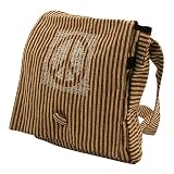Cotton Stripe Peace Messenger Bag-Brown Camel W04S56C