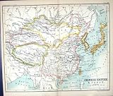ANTIQUE MAP c1901 CHINESE EMPIRE JAPAN MONGOLIA TIBET CHINA YELLOW SEA
