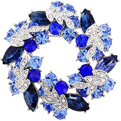 Sapphire Blue Wreath Pin Brooch And Pendant(Chain Not Included)