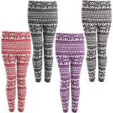 Winter Snowflake Print Womens Thick Knitted Fairisle Leggings Footless Tights