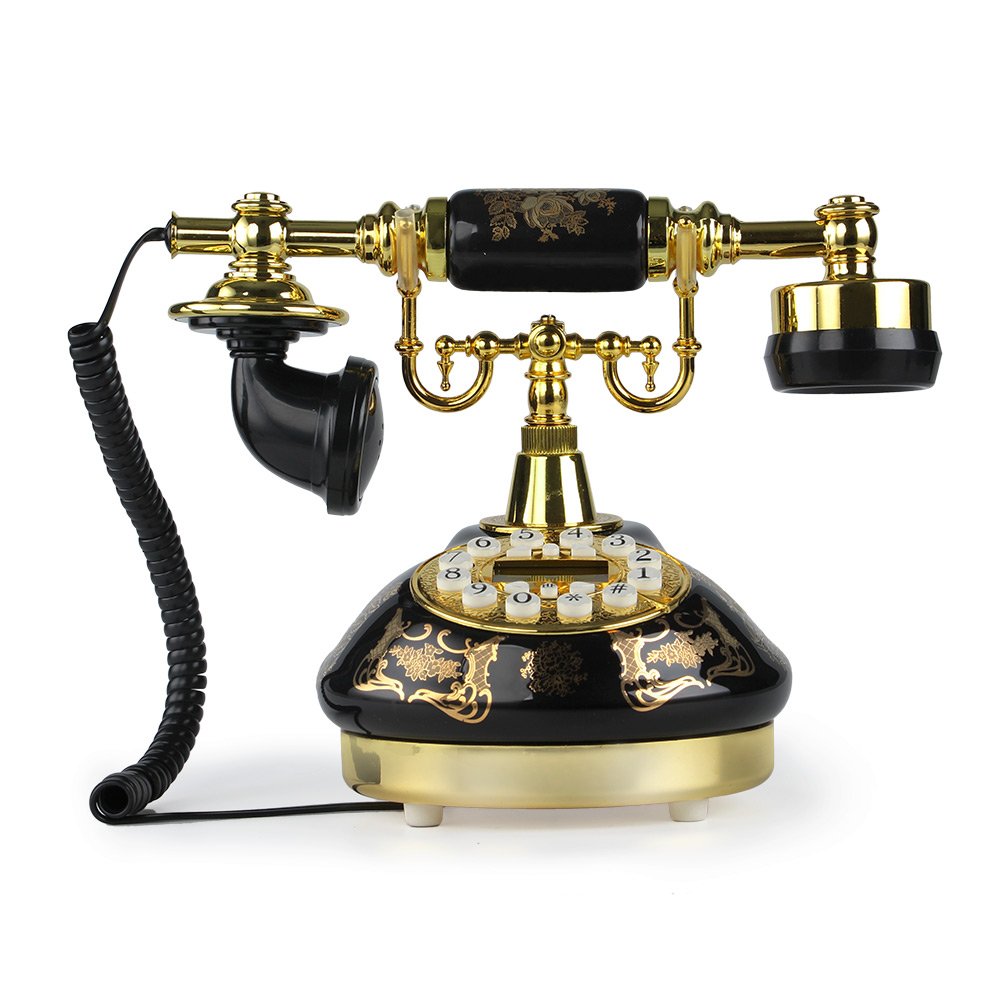 LNC Black Ceramic LNC Retro Vintage Antique Style Push Button Dial Desk