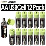 Moixa MXAA02 USBCell AA Rechargeable USB Cell Batteries 12 Pack Kit