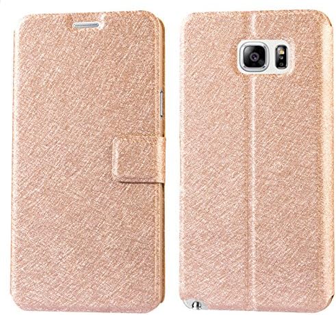 For Galaxy Note 5 Case, Flip Pu Leather Case Cover for Samsung Galaxy Note 5 N9200 Mobile Phone Cases with Wallet Card Slot Kickstand (Champagne Gold)