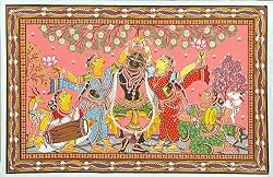 Asia Art of India Home Decor Patachitra Paintings Organic Color on Paper 12 x 13.5 inches (pata303)