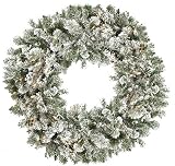 24 Pre-Lit Heavy Flocked Snow Kissed Artificial Christmas Wreath - Clear Lights