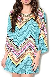 Chiffon/Polyester/Rayon Chevron Print Flowy Mini Dress 