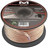 14AWG 2-Conductor Speaker Wire (100 Feet, Clear) by Mediabridge - Spooled Design with Sequential Foot Markings (Part# SW-14X2-100-CL )