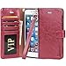 iPhone 7 Case, Moze iPhone 7 Wallet Case [4 Card Slots ] [Wrist Strap] [Stand Feature] PU Leather Flip Wallet Case Cover for iPhone 7 (4.7) - Wine Red