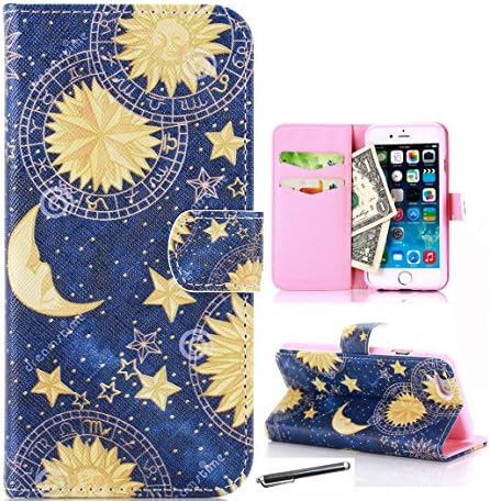For iphone 6 plus Case , Zi&p® Well Designed The Sun Pattern Premium PU Leather + Wallet with Built-in Media Bracket / ID Credit Card and Cash Slots, Flip With Magnetic Closure Cover Case For iphone 6 plus (The Sun)