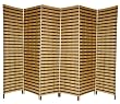 Good Simple Extra Wide Large Size Room Divider - 6ft. Rattan Style Two Tone Woven Fiber Folding Screen Partition - 6 Panel