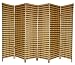 Good Simple Extra Wide Large Size Room Divider - 6ft. Rattan Style Two Tone Woven Fiber Folding Screen Partition - 6 Panel