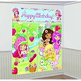 Amscan Delightful Strawberry Shortcake Scene Setters Kit (5 Piece), Green/Pink, 59 x 32 1/2"