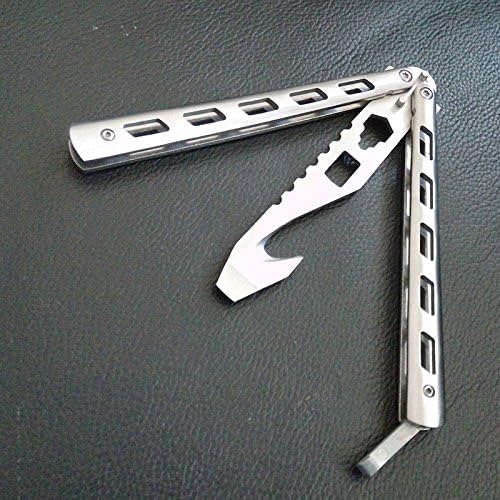 Multifunction Metal Practice Butterfly Balisong Trainer Training Knife Hook Xmas