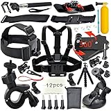 Erligpowht GOPRO HERO 4/3+/3/2/1/SJ 4000 5000カメラ用アウトドアスポーツ アクセサリーセット 伸縮式ハンドヘルド一脚+ヘッドベルトストラップマウント+チェストストラップ+カーサクションカップマウント+フローティングハンドルグリップハンドル+三脚マウントアダプタ+J-フックマウント+360°回転式クリップマウント+自転車バイクハンドルマウントホルダー+360°回転調整可能手首マウント+レンチ+ポーチ