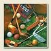 AbsorbaStone Coaster set~ Antique Golf ~ 4 Tile Drink Coasters ~ code 884
