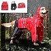 Leowow Large Dog Double Layer Hoodie Raincoat Waterproof Rain Wear Reflective Stripe Jacket (Large, Red)