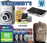 cheap Canon PowerShot SD880IS 10MP Digital Camera With 4x Wide Angle Optical Image Stabilized Zoom (Silver) + Transcend TS4GSDHC6 4GB SDHC SD 2.0 SPD Class 6 Card +Delkin Devices ALL-IN-1 Card Reader + Samsonite Perfect Fit Digital Photo Bag + 3-Pack Screen Protectors + Lens Cleaning Solution With Wipes